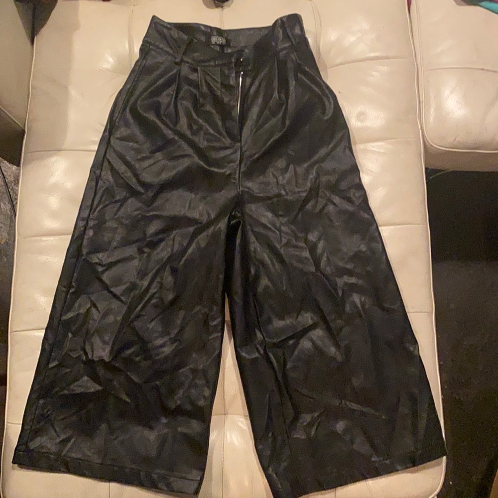 Faux Leather Wide Leg Pant